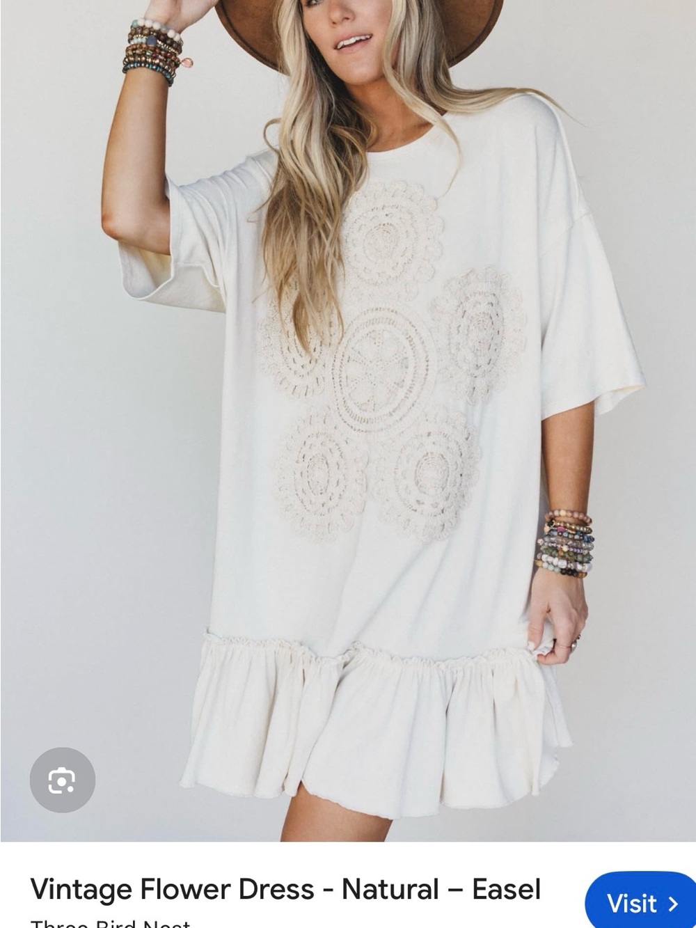 easel Natural Crochet-Front Mini Dress